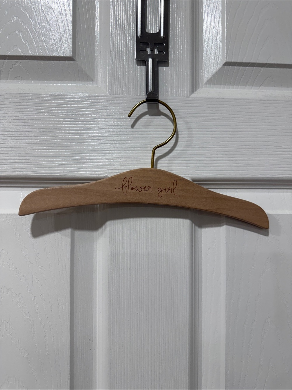 Flower Girl Engraved Wooden Hanger in Natural Wood